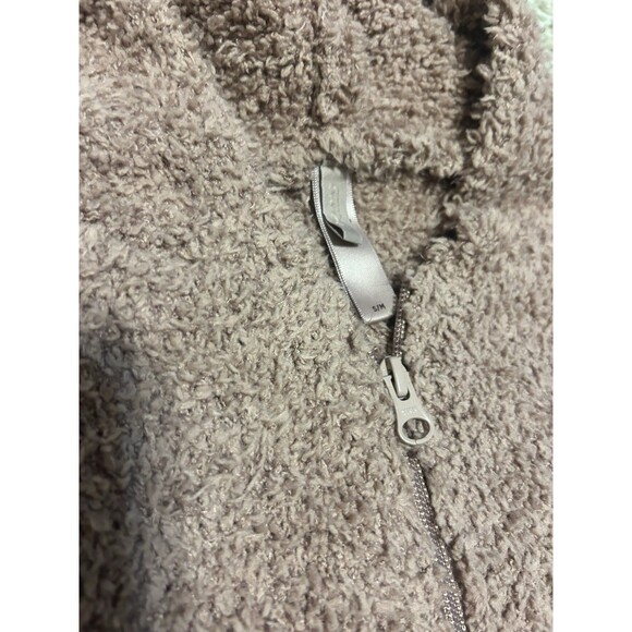 Skims Teddy Zip Up Crop Hoodie S/M Tan Brown Pockets Loungewear Fuzzy Soft - Picture 9 of 11